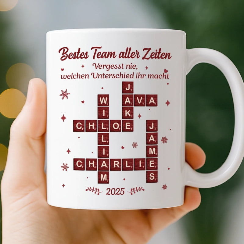 Benutzerdefinierte Tasse – Personalisierte Geburtstagsgeschenke für Kollegen, beste Arbeitsfreunde – Bestes Team Aller Zeiten