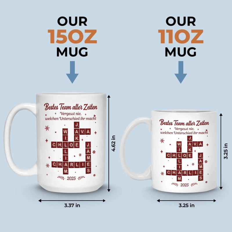 Benutzerdefinierte Tasse – Personalisierte Geburtstagsgeschenke für Kollegen, beste Arbeitsfreunde – Bestes Team Aller Zeiten