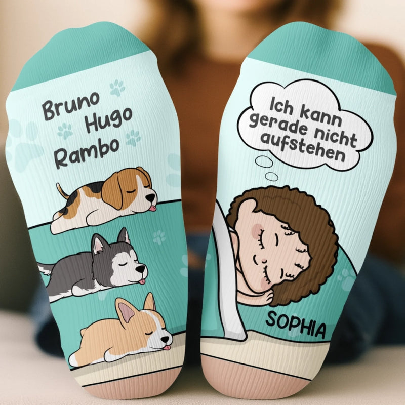 Personalisierte Socken – Personalisierte Geburtstagsgeschenke für Hundeliebhaber, Hunde-Papas und Mamas – Ich Kann Jetzt Nicht Aufstehen