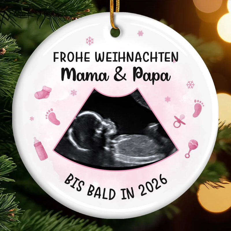 Personalisiertes Foto-keramik-ornament – Personalisierte Weihnachts-babyparty, Geschenke Zur Geschlechtsenthüllung Für Neue Mütter, Neue Väter, Neue Eltern – Kleiner Stern unserer Weihnachtsnacht