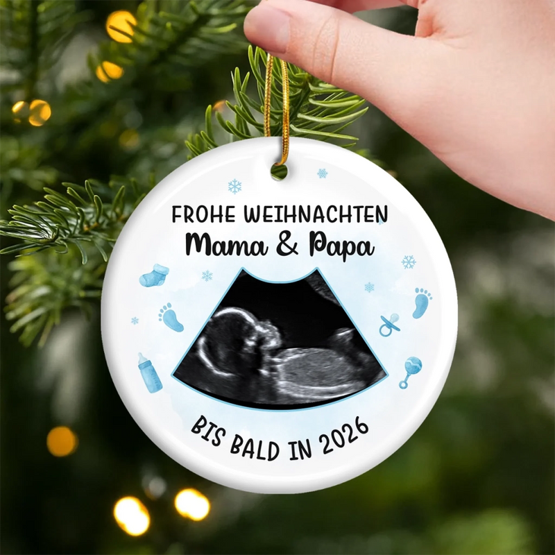 Personalisiertes Foto-keramik-ornament – Personalisierte Weihnachts-babyparty, Geschenke Zur Geschlechtsenthüllung Für Neue Mütter, Neue Väter, Neue Eltern – Kleiner Stern unserer Weihnachtsnacht