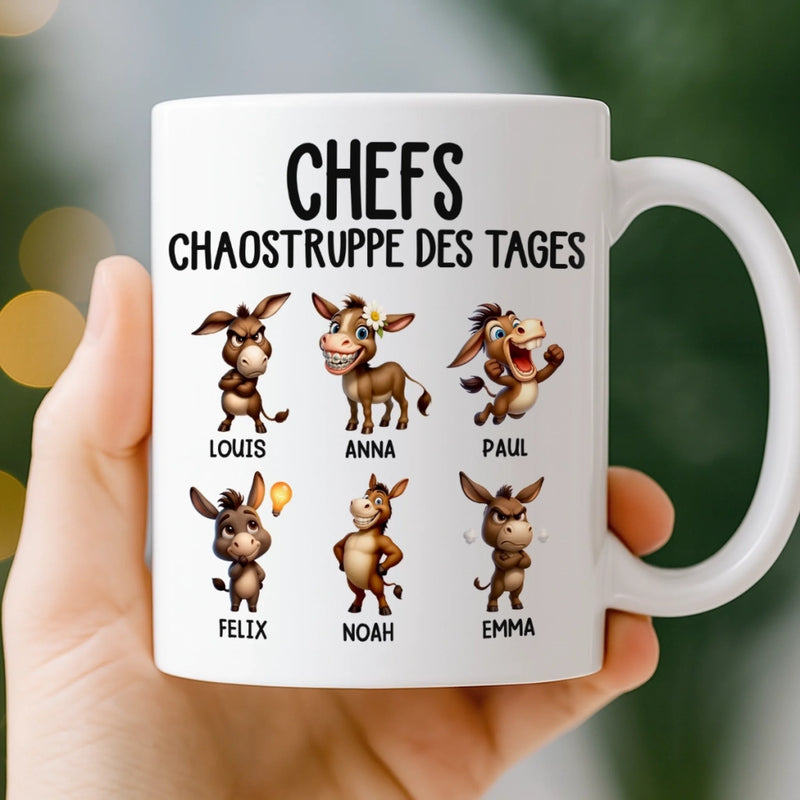 Benutzerdefinierte Tasse – Personalisierte Geburtstagsgeschenke für Kollegen, beste Arbeitsfreunde – Chefs Chaostruppe Des Tages