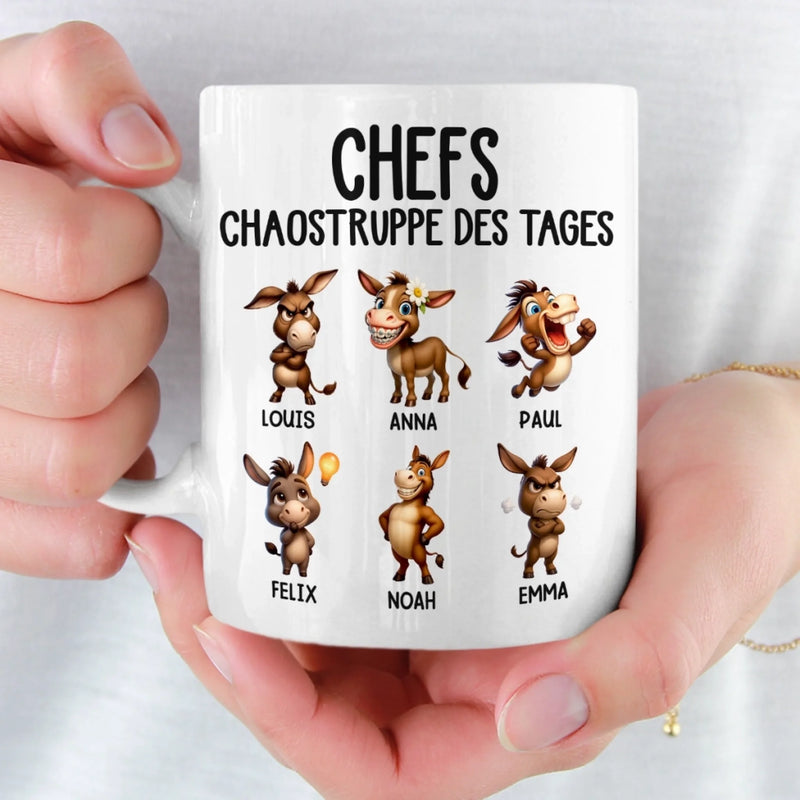 Benutzerdefinierte Tasse – Personalisierte Geburtstagsgeschenke für Kollegen, beste Arbeitsfreunde – Chefs Chaostruppe Des Tages