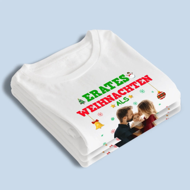 Personalisierte Unisex-T-Shirt, Premium-T-Shirt, Hoodie – Personalisierte Weihnachtsgeschenke zur Babyparty und Geschlechtsenthüllung für werdende Eltern – Erates Weihnachten Als Altern