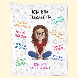 Personalisierte Decke - Geschenke Für Buchliebhaber, Bücherwürmer, Leser - Ich Bin Jemand, Der An Sich Glaubt – Stark, Mutig Und Voller Träume