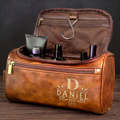 Personalisierte Leder-kulturtasche mit Gravur - Personalisierte Weihnachts- und Geburtstagsgeschenke für Papa, Bruder, Sohn, Ehemann, Trauzeugin, beste Freunde – Ein Geschenk, Das Bleibt