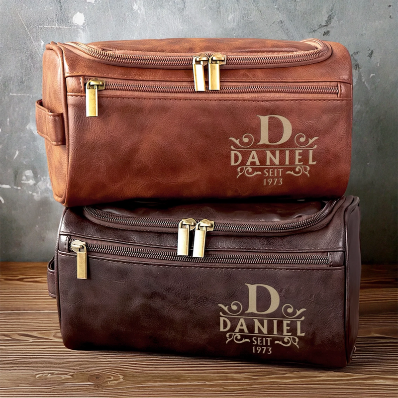 Personalisierte Leder-kulturtasche mit Gravur - Personalisierte Weihnachts- und Geburtstagsgeschenke für Papa, Bruder, Sohn, Ehemann, Trauzeugin, beste Freunde – Ein Geschenk, Das Bleibt