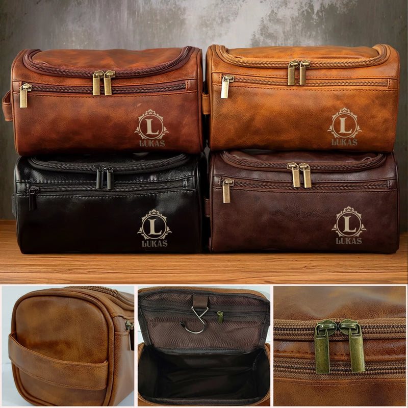 Personalisierte Leder-kulturtasche mit Gravur - Personalisierte Weihnachts- und Geburtstagsgeschenke für Papa, Bruder, Sohn, Ehemann, Trauzeugin, beste Freunde – Zeitlos Schön, Perfekt Für Jeden Anlass