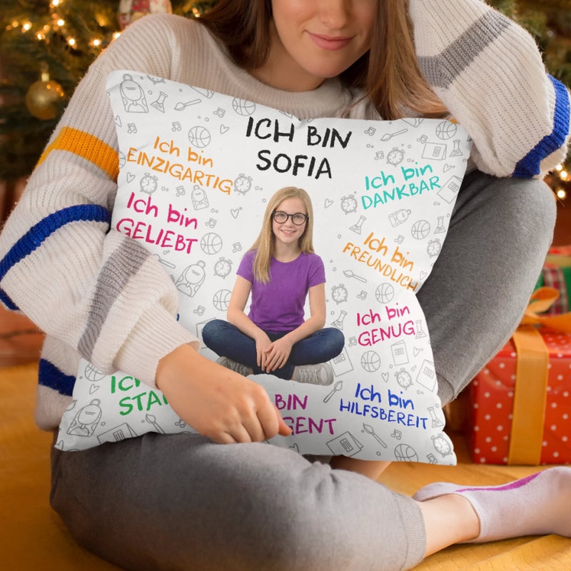 Personalisiertes Taschenkissen mit Foto - Geschenke Für Buchliebhaber, Bücherwürmer, Leser - Lesen Ist Meine Art, Mit Offenen Augen Zu Träumen