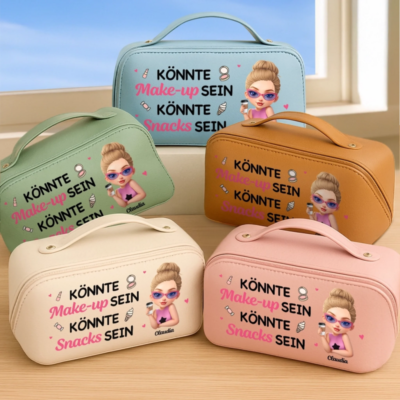Personalisierter Reise-kulturbeutel Aus Pu-leder – Geburtstagsgeschenk Für Frauen, Beste Freundinnen, Schwestern, Freundinnen Oder Für Dich Selbst – Könnte Make-up Sein, Könnte Snacks Sein