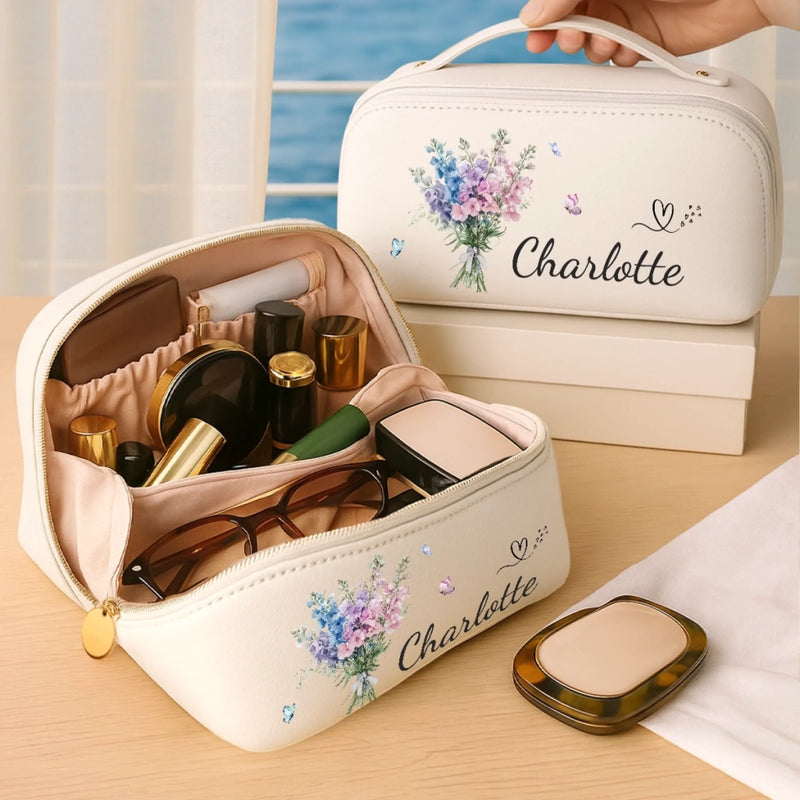 Personalisierter Reise-kulturbeutel Aus Pu-leder – Geburtstagsgeschenk Für Frauen, Beste Freundinnen, Schwestern, Freundinnen Oder Für Dich Selbst – Selbstliebe Ist Der Schlüssel Zum Glück