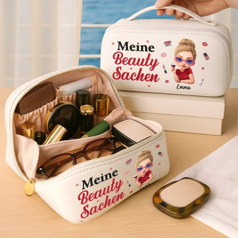 Personalisierter Reise-kulturbeutel Aus Pu-leder – Geburtstagsgeschenk Für Frauen, Beste Freundinnen, Schwestern, Freundinnen Oder Für Dich Selbst – Meine Beauty Sachen