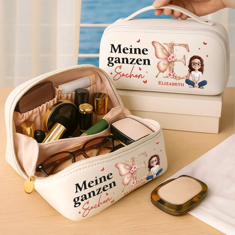 Personalisierter Reise-kulturbeutel Aus Pu-leder – Geburtstagsgeschenk Für Frauen, Beste Freundinnen, Schwestern, Freundinnen Oder Für Dich Selbst – Meine Ganzen Sachen