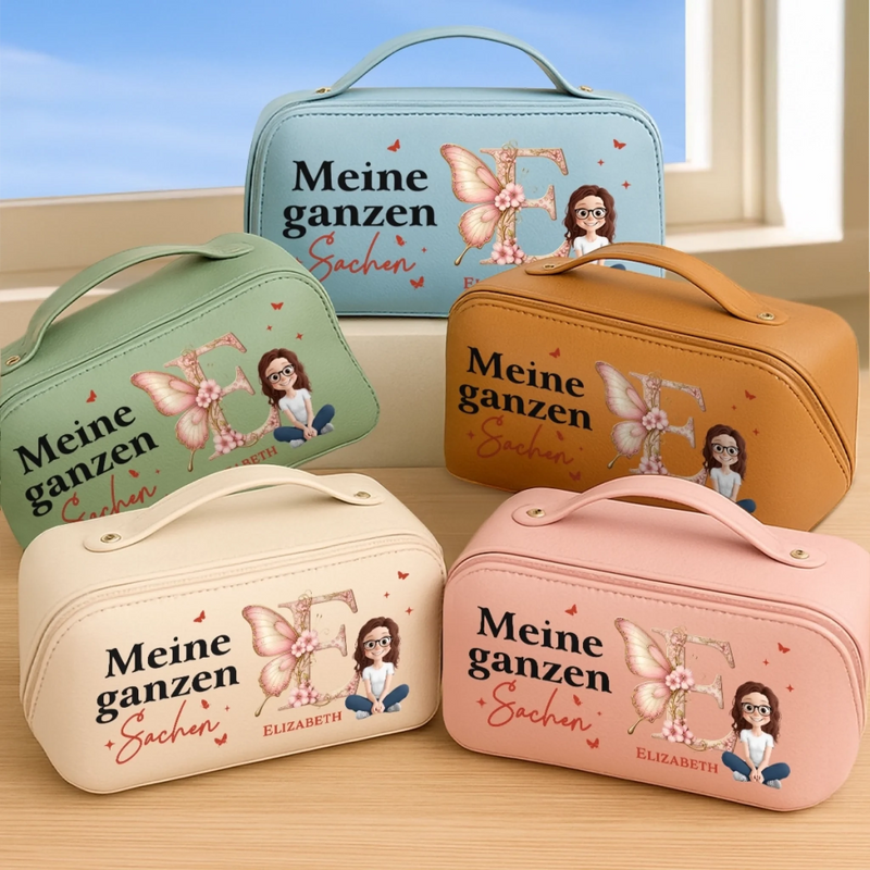 Personalisierter Reise-kulturbeutel Aus Pu-leder – Geburtstagsgeschenk Für Frauen, Beste Freundinnen, Schwestern, Freundinnen Oder Für Dich Selbst – Meine Ganzen Sachen