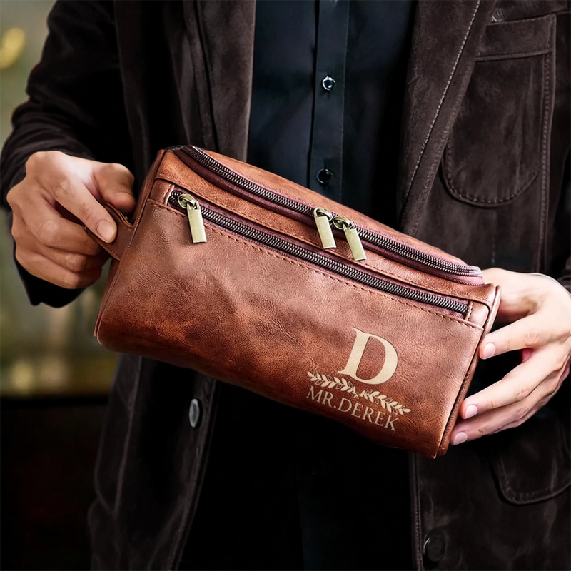 Personalisierte Leder-kulturtasche mit Gravur - Personalisierte Weihnachts- und Geburtstagsgeschenke für Papa, Bruder, Sohn, Ehemann, Trauzeugin, beste Freunde – Nie Aus Der Mode