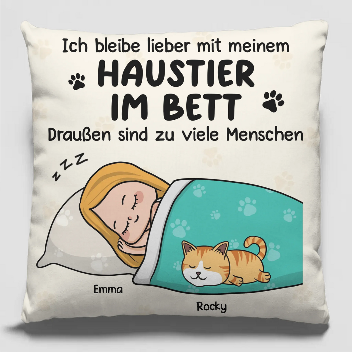 Personalisiertes Taschenkissen - Personalisierte Weihnachts- und Geburtstagsgeschenke für Familie, Hunde- und Katzenliebhaber - Ich Bleibe Lieber Mit Meinem Haustier Im Bett
