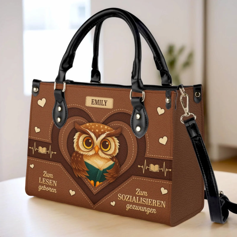 Personalisierte Lederhandtasche nach Maß - Personalisierte Weihnachtsgeschenke Für Buchliebhaber, Bücherwürmer, Leser - Nur Ein Mädchen, Das Bücher Liebt