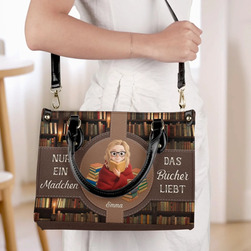 Personalisierte Lederhandtasche nach Maß - Personalisierte Weihnachtsgeschenke Für Buchliebhaber, Bücherwürmer, Leser - Bücher Sind Meine Besten Freunde