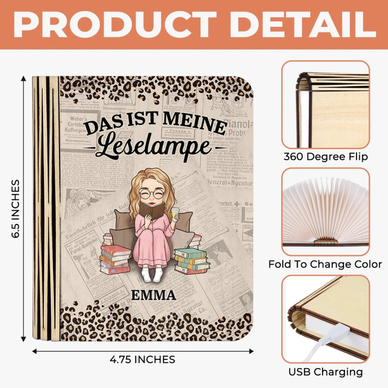 Individuelle Faltbare Led-magie-buchlampe - Personalisierte Büchergeschenke Für Buchliebhaber, Bücherwürmer, Leser - Das Ist Meine Leselampe