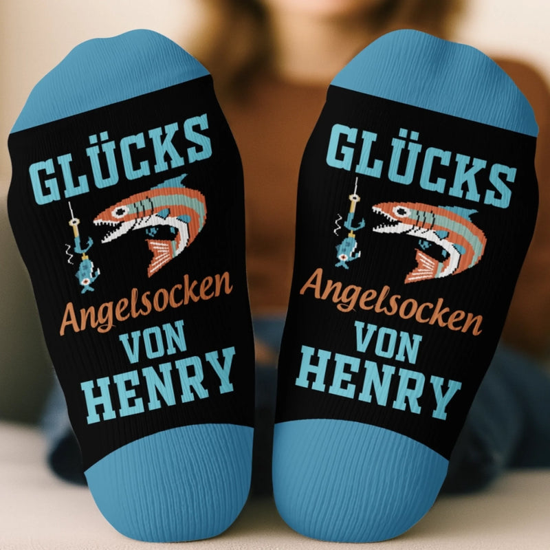 Personalisierte Socken – Personalisierte Weihnachts- und Geburtstagsgeschenke für Angler – Mir Reicht’s, Ich Geh Angeln