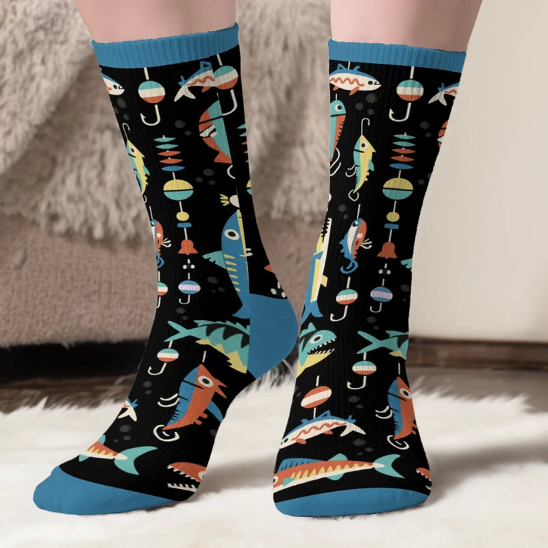 Personalisierte Socken – Personalisierte Weihnachts- und Geburtstagsgeschenke für Angler – Mir Reicht’s, Ich Geh Angeln