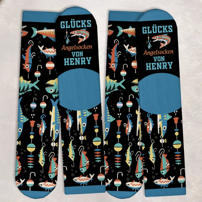 Personalisierte Socken – Personalisierte Weihnachts- und Geburtstagsgeschenke für Angler – Mir Reicht’s, Ich Geh Angeln