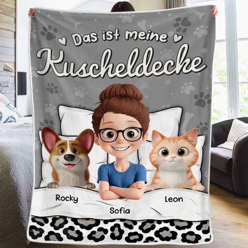 Personalisierte Decke - Personalisierte Weihnachts- und Geburtstagsgeschenke für Familie, Hunde- und Katzenliebhaber – Das Ist Meine Kuscheldecke