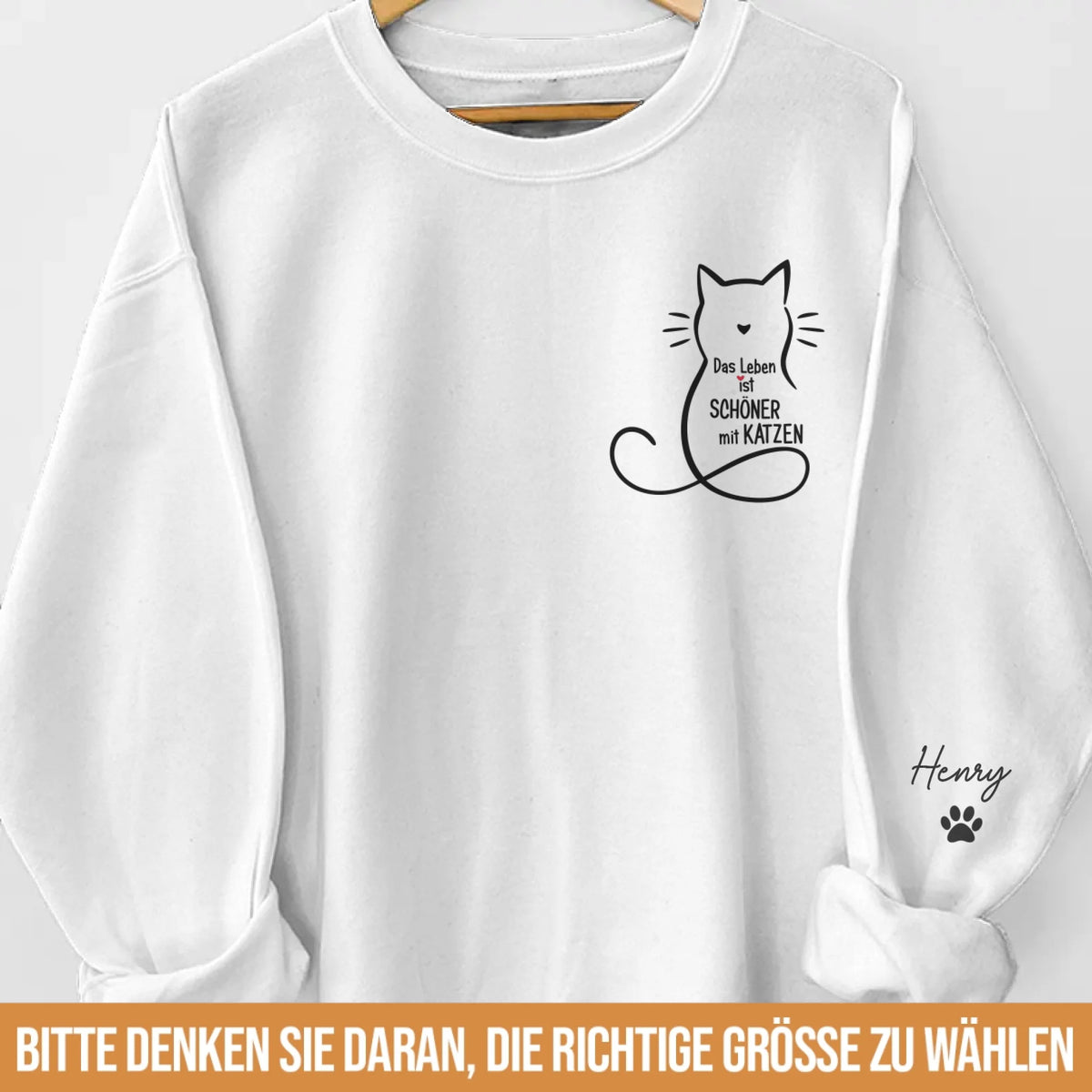 Personalisiertes Unisex-Sweatshirt oder Hoodie mit Ärmeldesign – Personalisierte Weihnachts- und Geburtstagsgeschenke für Katzenliebhaber, Katzenmamas und -papas – Zuhause riecht es nach Katzenfell