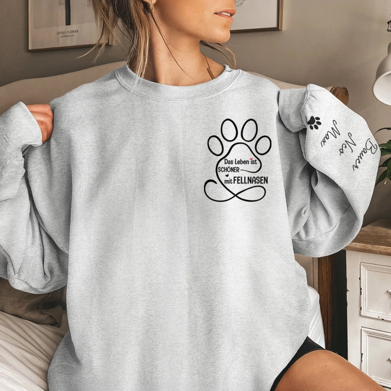 Personalisiertes Unisex-Sweatshirt oder Hoodie mit Ärmeldesign – Personalisierte Geburtstagsgeschenke für Hunde- und Katzenliebhaber, Hundeeltern und Katzenbesitzer – Geliebt Von Meiner Fellnasen-Crew