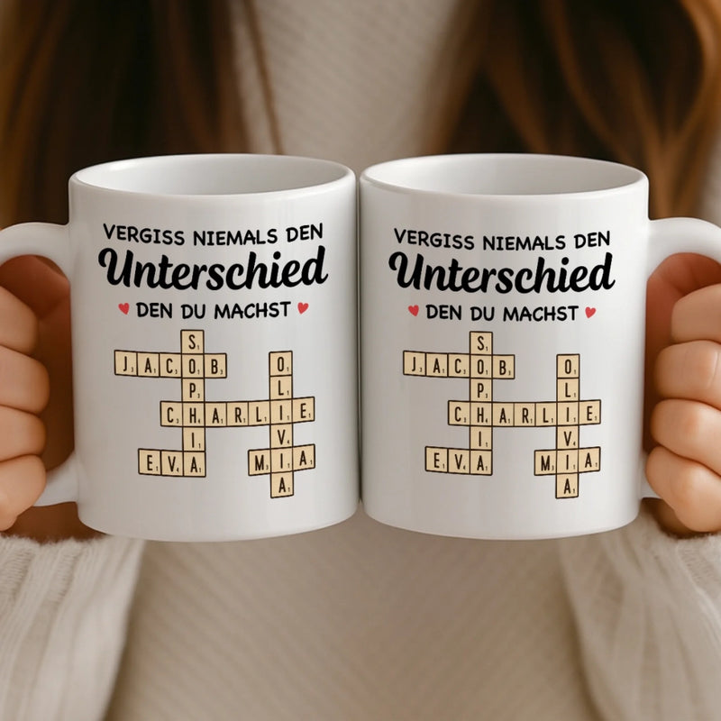 Benutzerdefinierte Tasse – Personalisierte Geburtstagsgeschenke für Kollegen, beste Arbeitsfreunde – Vergiss Niemals Den Unterschied, Den Du Machst