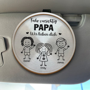 Personalisierte Sonnenblende Clip Fürs Auto – Personalisierte Geburtstagsgeschenke Für Papa Und Opa – Komm Immer Sicher Nach Hause