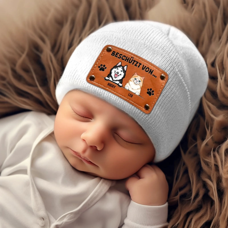 Personalisierte Baby-beanie – Geschenk Zur Babyparty Und Gender-reveal Für Frischgebackene Mamas, Papas, Neue Eltern Und Hundebesitzer – Sicher Schlafen, Hunde Wachen