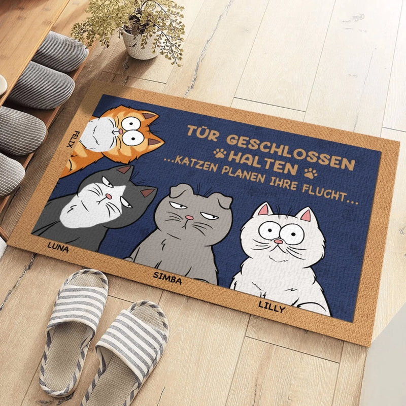 Individuelle Dekomatte Für Zuhause – Personalisierte Weihnachts- und Geburtstagsgeschenke für Familie, Hunde- und Katzenliebhaber – Tür Geschlossen Halten