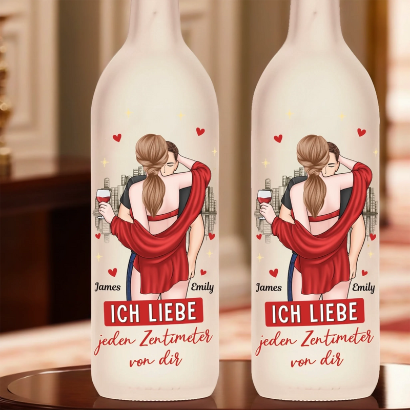 Personalisierte Flaschenlampe – Personalisiertes Geschenk Für Ehemann, Ehefrau Zum Jahrestag – Ich Liebe Jeden Zentimeter Von Dir