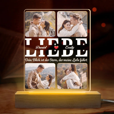 Personalisierte Led-Acryl Leuchte In Individueller Form – Hochzeits- Und Jahrestagsgeschenk Für Ehemann Und Ehefrau, Für Ihn Und Sie – Dein Blick Ist Der Stern, Der Meine Liebe Führt