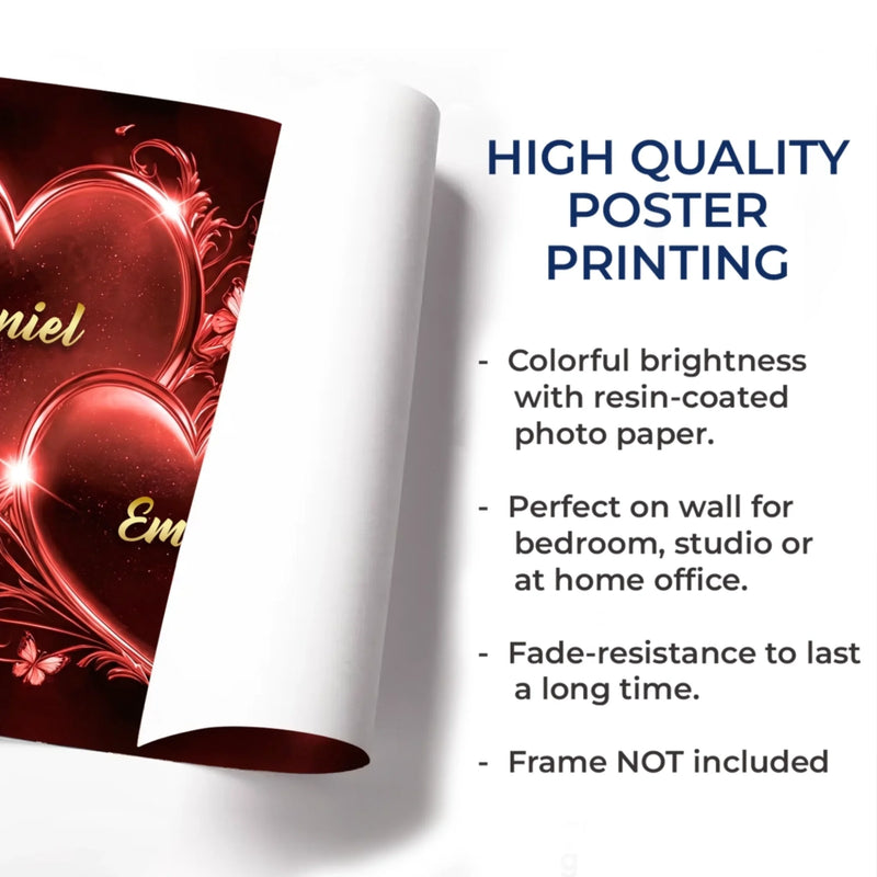 Personalisiertes Horizontales Poster – Personalisierte Hochzeitsgeschenke zum Jahrestag für Ehemann und Ehefrau, Ihn und Sie – Ich Möchte Dich, Ich Liebe Dich