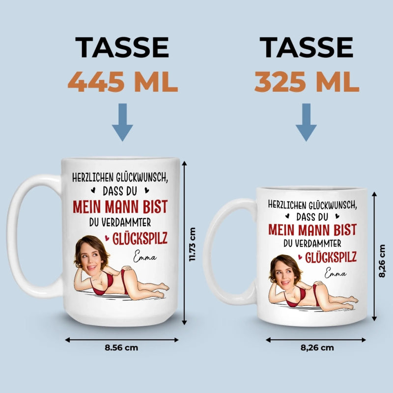 Benutzerdefinierte Tasse mit Foto – Personalisierte Hochzeitsgeschenke zum Jahrestag für Ehemann und Ehefrau, Ihn und Sie – Herzlichen Glückwunsch, Dass Du Mein Ehemann Geworden Bist