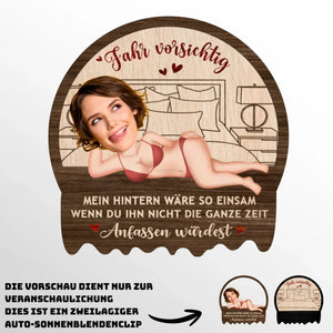 Personalisierte Sonnenblende Clip Fürs Auto mit Foto – Personalisierte Hochzeitsgeschenke zum Jahrestag für Ehemann und Ehefrau, Ihn und Sie – Fahr Vorsichtig