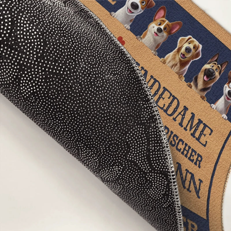 Personalisierte Deko-Matte – Perfektes Weihnachts- oder Geburtstagsgeschenk für Hundefans, Hunde-Mamas und -papas – Hundedame Und Ihr Mürrischer Alter Mann Wohnen Hier