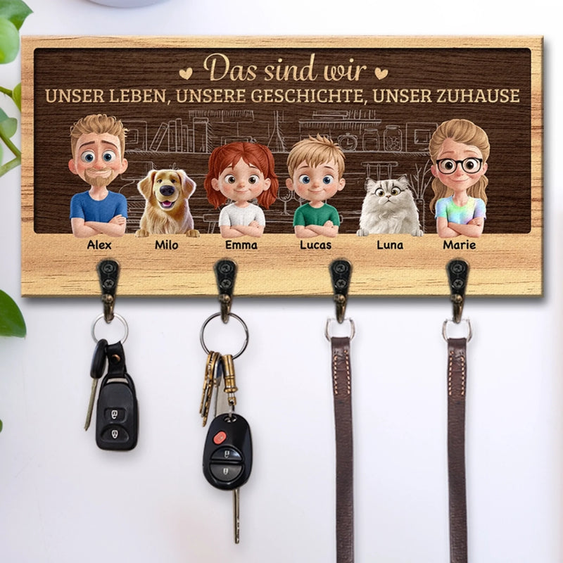 Personalisierter Schlüsselanhänger – Individuelles Geburtstagsgeschenk Für Mama, Papa Und Kinder Hunde, Katzen – Das Sind Wir Unsere Zuhause