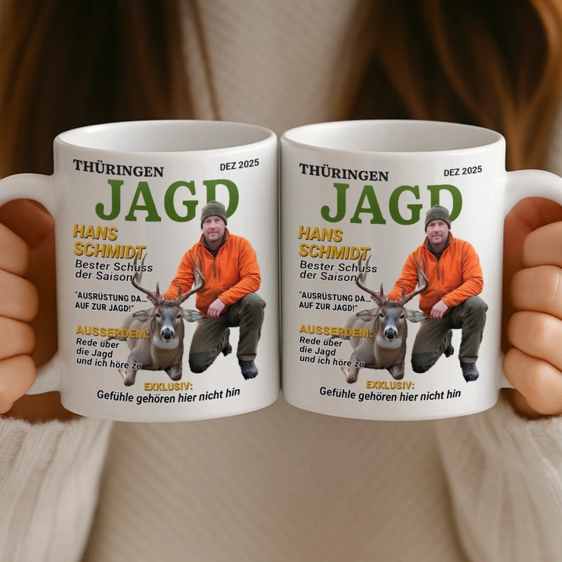 Benutzerdefinierte Tasse mit Foto – Personalisierte Geburtstagsgeschenke für Jäger – Wild im Herzen
