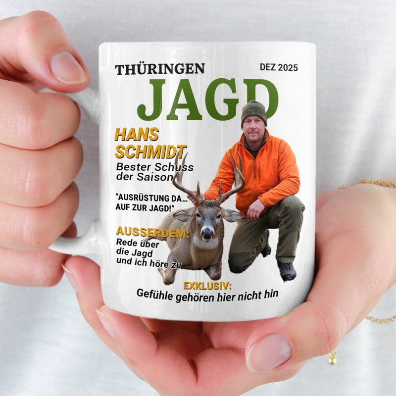Benutzerdefinierte Tasse mit Foto – Personalisierte Geburtstagsgeschenke für Jäger – Wild im Herzen