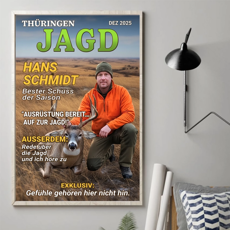 Personalisiertes Scrabble Vertikal Poster mit Foto – Personalisierte Geburtstagsgeschenke für Jäger – Bester Schuss Der Saison
