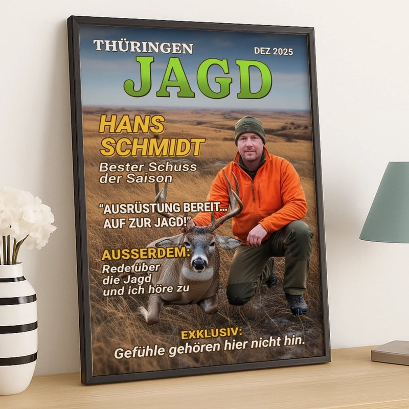 Personalisiertes Scrabble Vertikal Poster mit Foto – Personalisierte Geburtstagsgeschenke für Jäger – Bester Schuss Der Saison