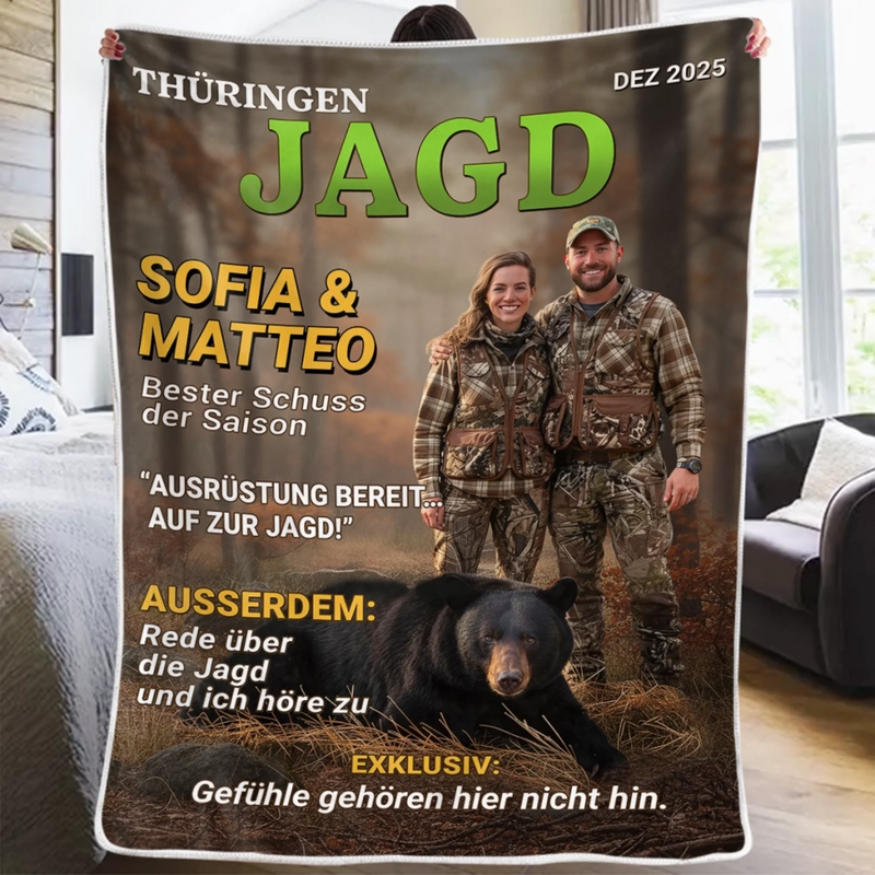 Personalisierte Decke mit Foto – Personalisierte Geburtstagsgeschenke für Jäger – Wild im Herzen