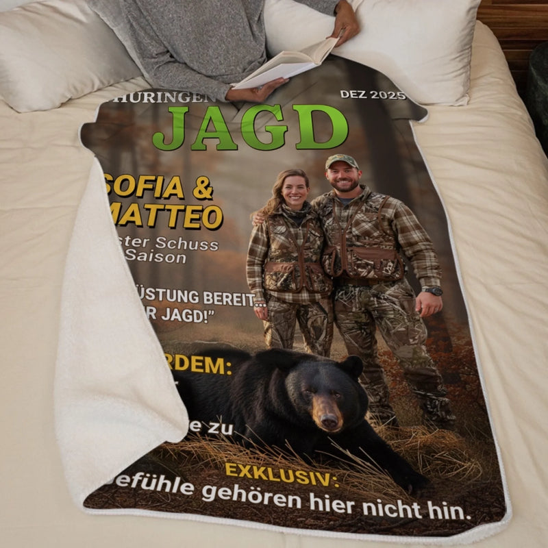 Personalisierte Decke mit Foto – Personalisierte Geburtstagsgeschenke für Jäger – Wild im Herzen