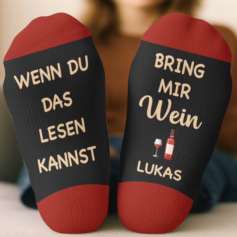 Personalisierte Socken – Personalisierte Weihnachts- und Geburtstagsgeschenke für Beste Freundinnen, Schwestern, die Familie und Dich Selbst – Bring Mir Wein