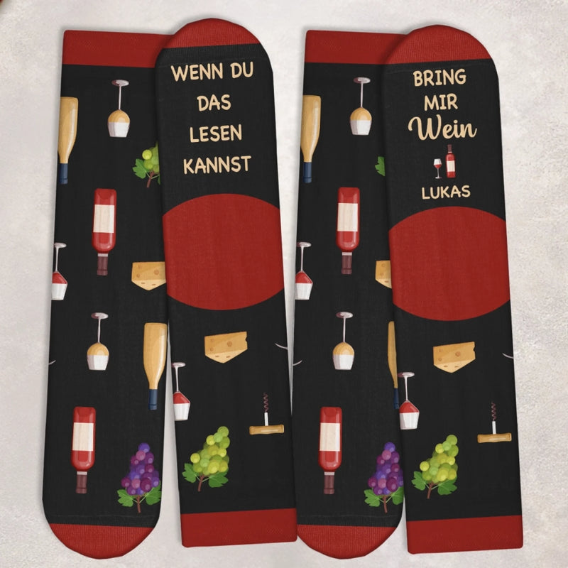 Personalisierte Socken – Personalisierte Weihnachts- und Geburtstagsgeschenke für Beste Freundinnen, Schwestern, die Familie und Dich Selbst – Bring Mir Wein