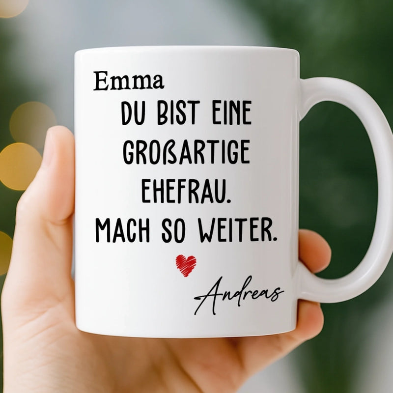 Benutzerdefinierte Tasse – Personalisierte Hochzeitsgeschenke zum Jahrestag für Ehemann und Ehefrau, Ihn und Sie – Mach So Weiter