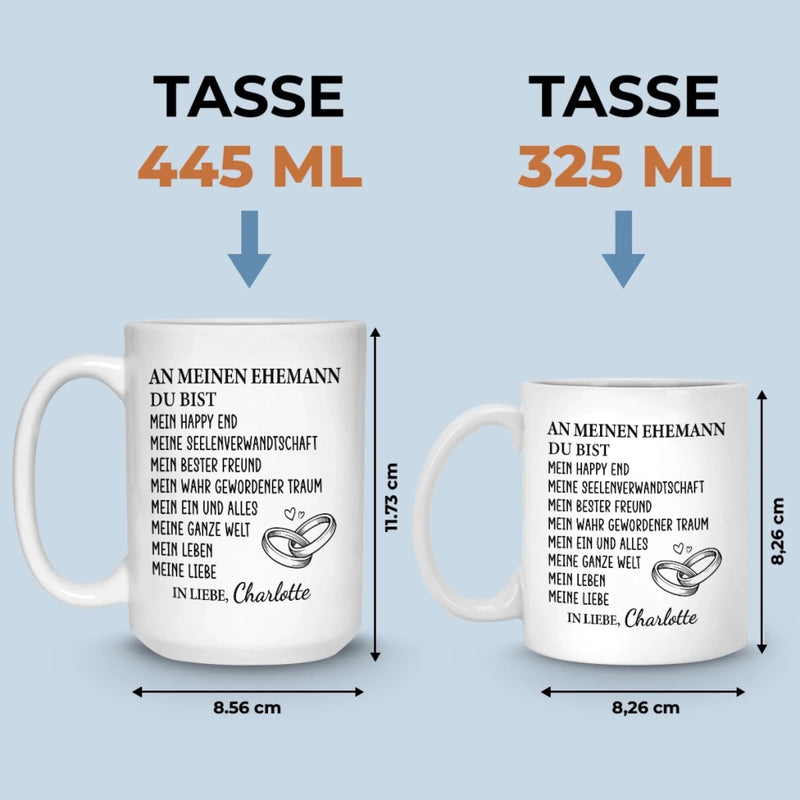 Benutzerdefinierte Tasse – Personalisierte Hochzeitsgeschenke zum Jahrestag für Ehemann und Ehefrau, Ihn und Sie – Du Bist Mein Happy End